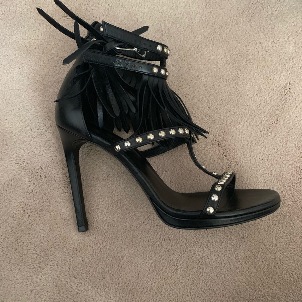 YSL Nappa sandals with fringe/silver studs - Picture 5 of 6